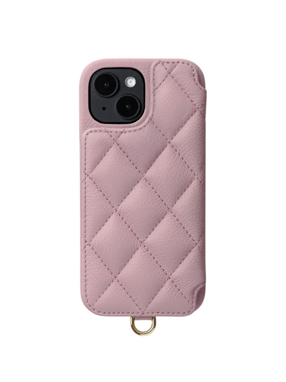 iphone 16 Quilted Pink/lilac Reql Leather Phone Case with strap